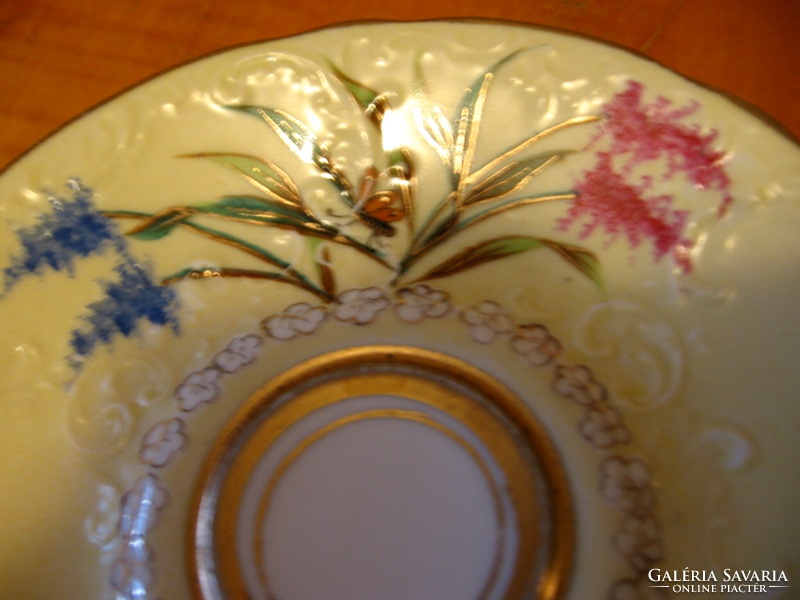 Antique hand-painted bird and butterfly coaster plate