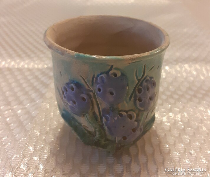 Lavender glazed ceramic container, cup