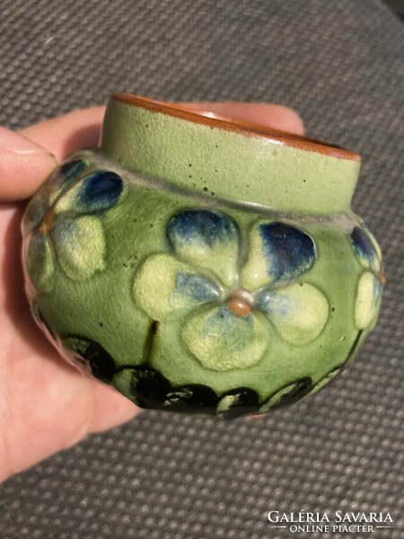 Old paw Czechoslovak hand-painted made marked small ceramic maza vase