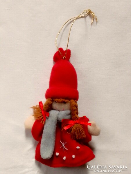 Lovely cheerful Christmas textile figure decoration Santa Claus angel Santa Claus little girl with pigtails red coat