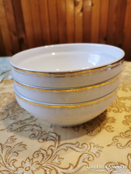 Alföldi porcelain gold-rimmed jelly, goulash and soup plate. Stackable