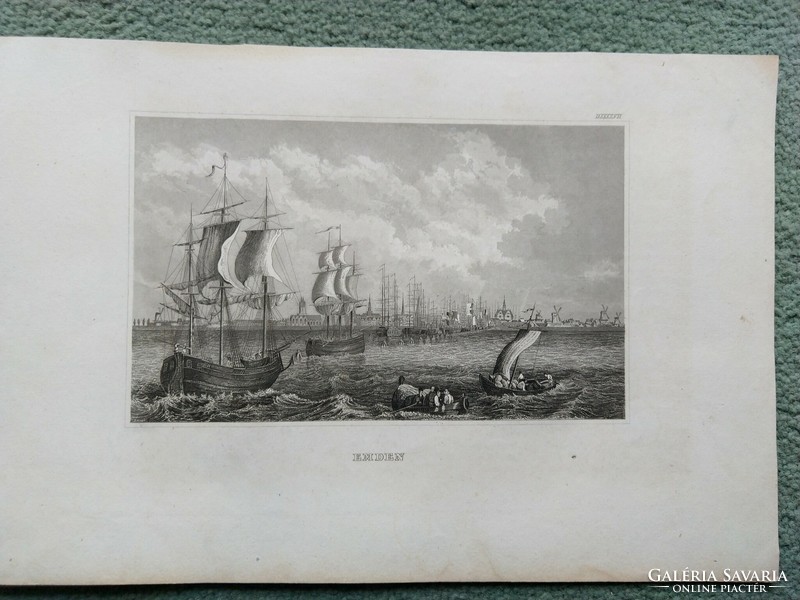 Emden, Ostfriesland. Original woodcut ca. 1841