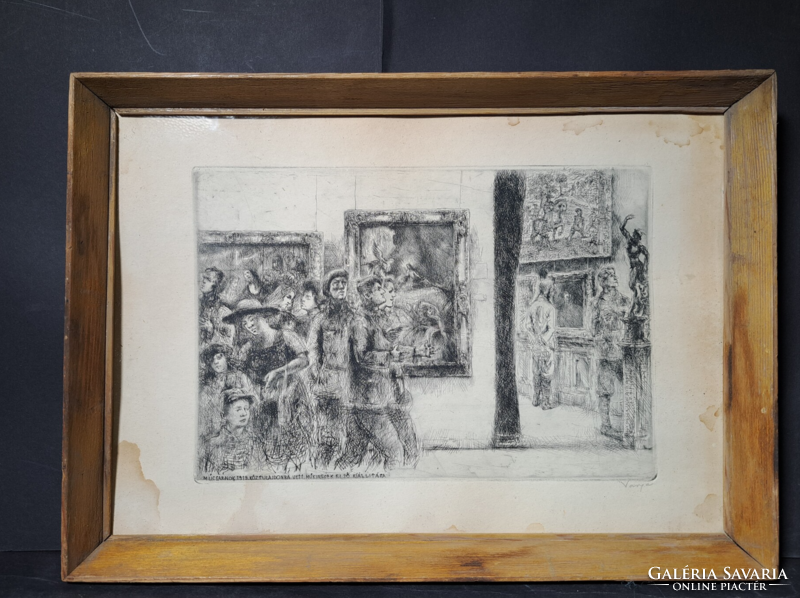 Lajos Nándor Varga: gallery 1919 (etching with frame 30x42 cm) communism, Soviet republic