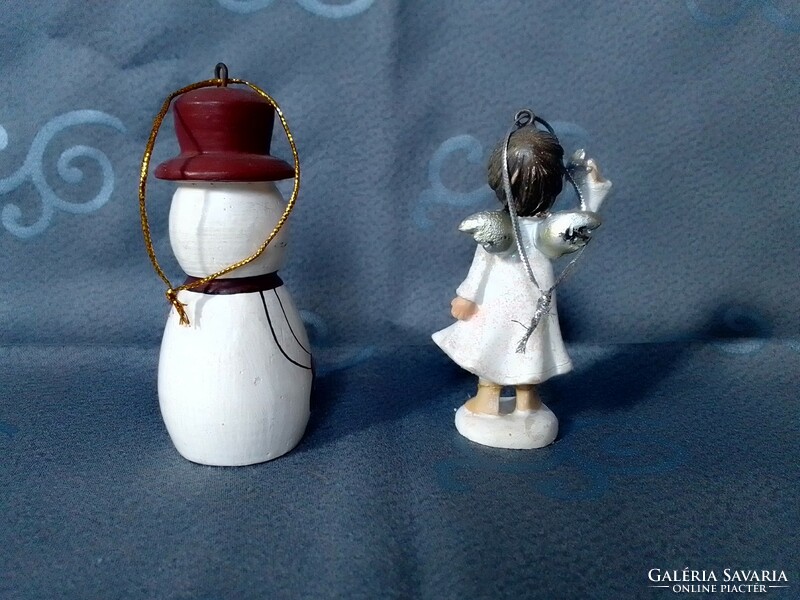 Karácsonyi angyalka figura fehér ruha csillag ezüst szárny dekoráció dísz + ajándék fa hóember
