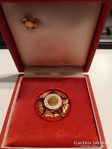 Excellent worker of foreign trade, 1970, gold-plated, enameled award badge, original decoration