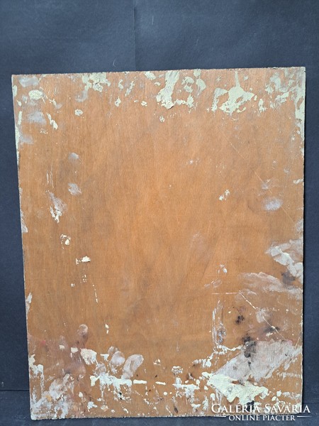 Csíkos inges kisfiú - olajfestmény - gyermekportré (30x37 cm)