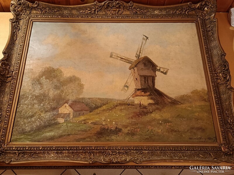 The painting Windmill by Lajos Zombory (1867-1933) 100x75cm.....