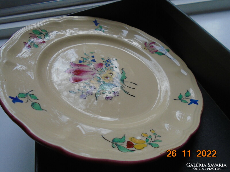 Luneville keller&guerin alt strasburg hand painted flower pattern French faience plate