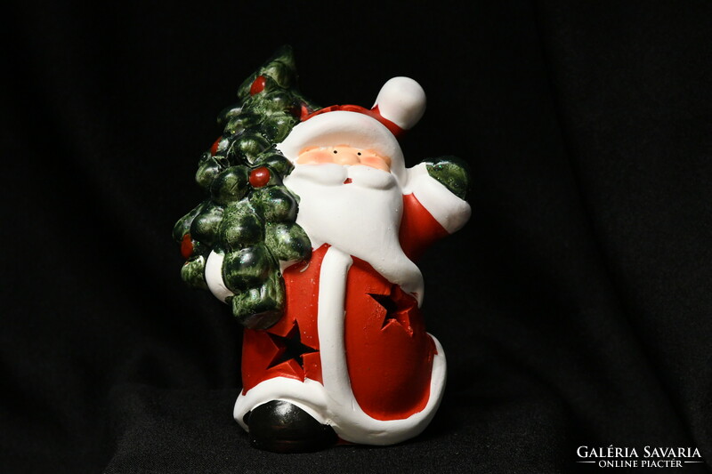 Santa Claus candle holder - painted ceramic figure in a gift box