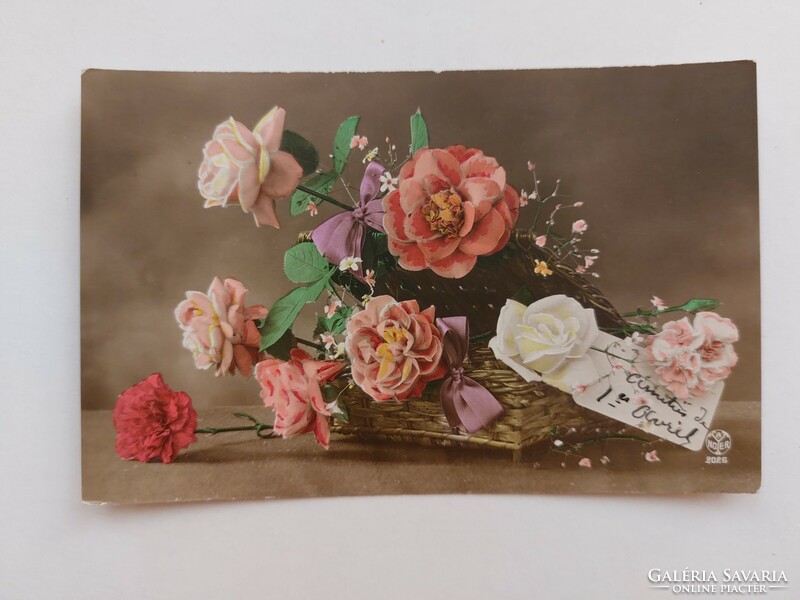 Régi képeslap virágos levelezőlap rózsa
