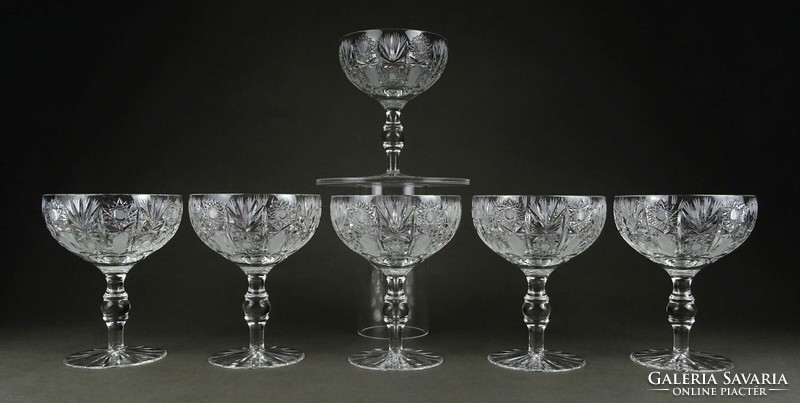 1L561 beautiful old stemmed crystal champagne glasses set of 6 pieces