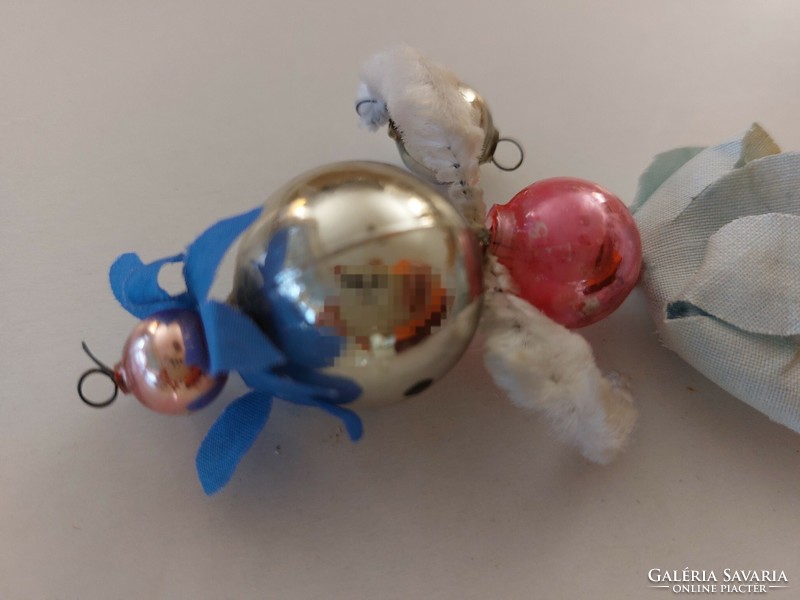 Old glass Christmas tree ornament figural glass ornament blue pink flower fairy