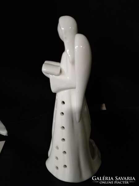 Standing angel - ceramic candle holder - reading angel