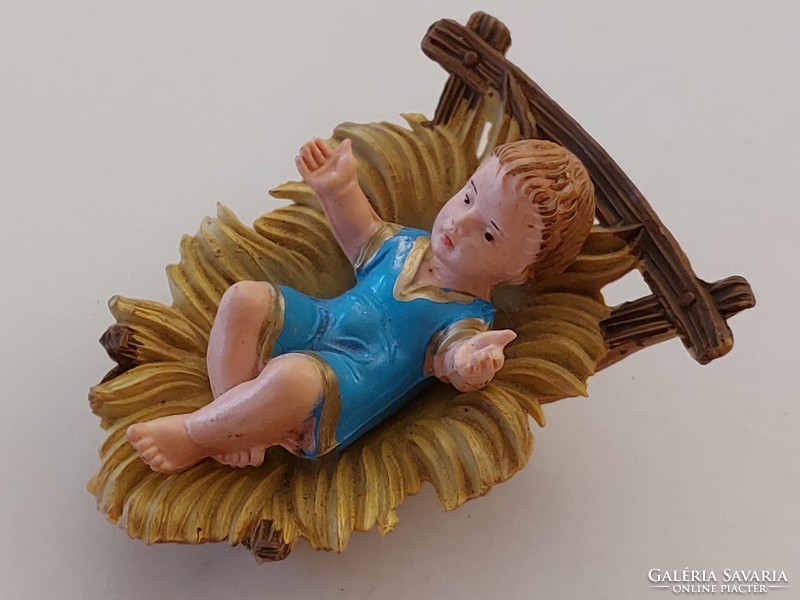 Retro plastic Christmas ornament Jesus in a manger