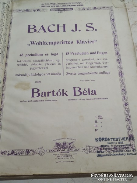 BACH-BARTÓK 48 preludium és fuga ,kotta könyv eladó!