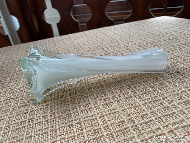 White twisted monofilament glass vase