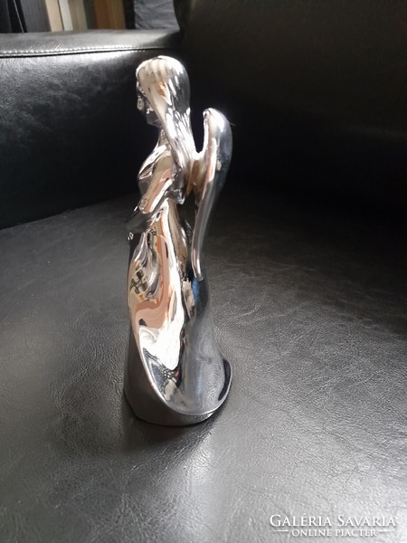 Álló ezüst angyal - kerámia figura