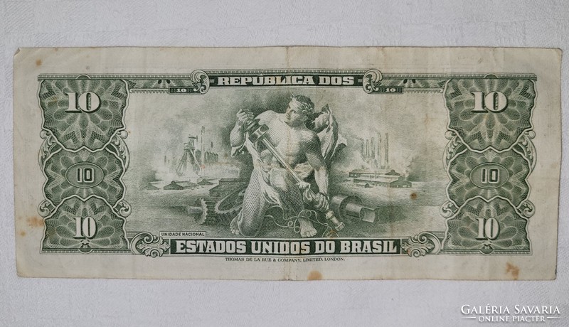 1959 Brazil 10 cruzeiros banknote