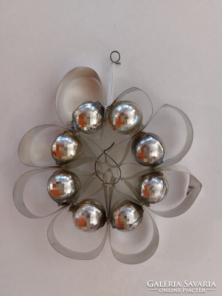 Old glass Christmas tree decoration with silver glass ornament
