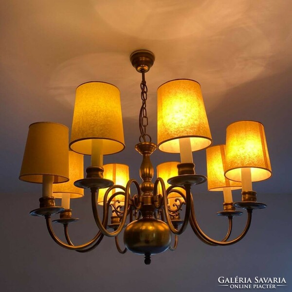 Flemish 8-arm chandelier with shades