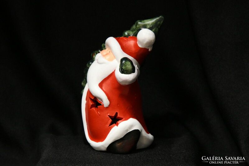 Santa Claus candle holder - painted ceramic figure in a gift box