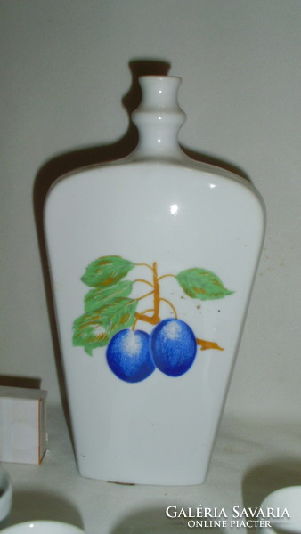 Alföldi porcelain liqueur, brandy, short drink set - plum decor