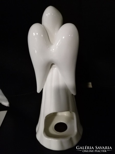 Standing angel - ceramic candle holder - reading angel