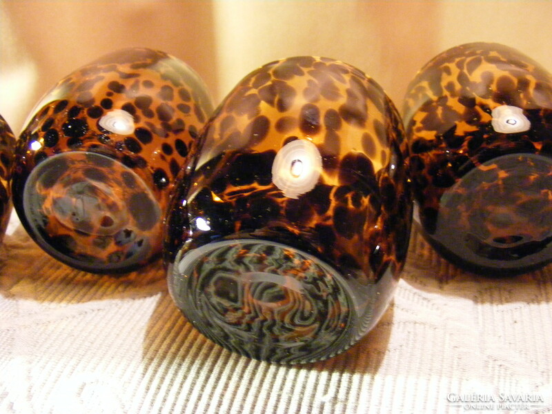 6 brown turtle patterned thick glass glasses