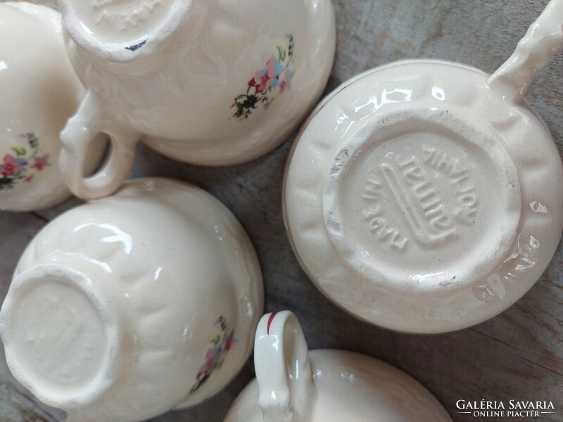 Vintage, floral ceramic coffee set, cup, small plate, sugar bowl, marked