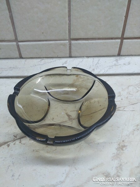 Retro marked glass ashtray for sale! Smoked glass ashtray for sale!
