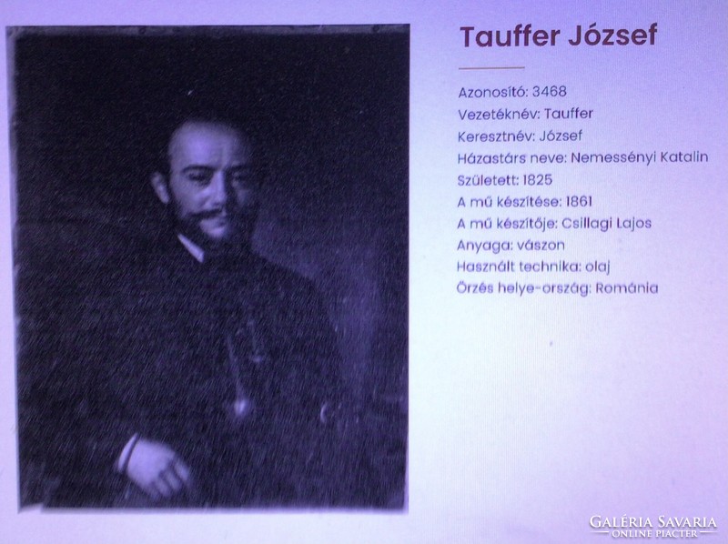 Star Louis. Portrait of József Tauffer. 1852