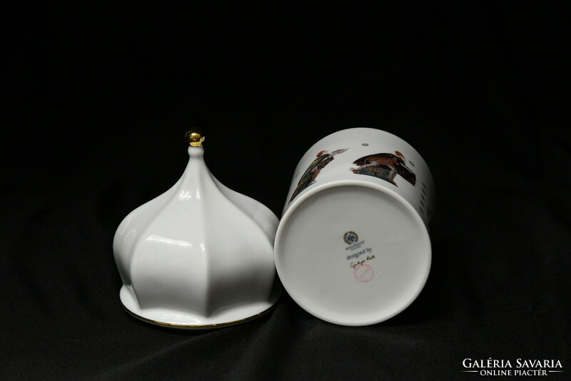 Hollóházi three kings porcelain bonbonier - goulash kati design - with domed lid