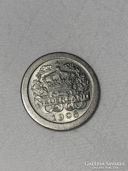 Netherlands, i. Wilhelmina, 5 cent copper-nickel coin, 1908