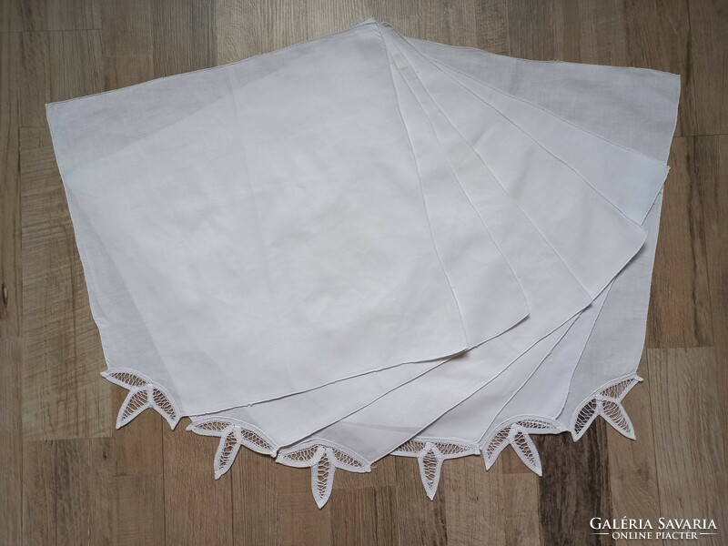 6 Lace linen napkins 41 x 41 cm