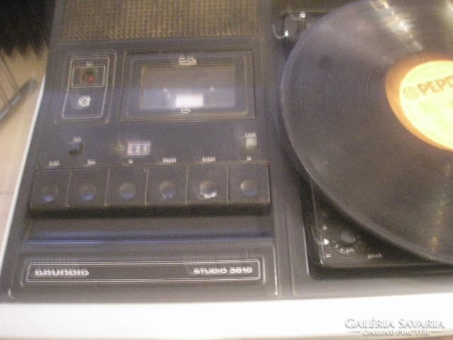 N7 n9 grundig music cabinet radio, record player, with tape recorder rarity + grundig dgm microphone in box