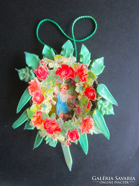 Approx. 1928 Antique Christmas Christmas tree decoration to be hung on a tree porcelain cardboard ornament nun work museum