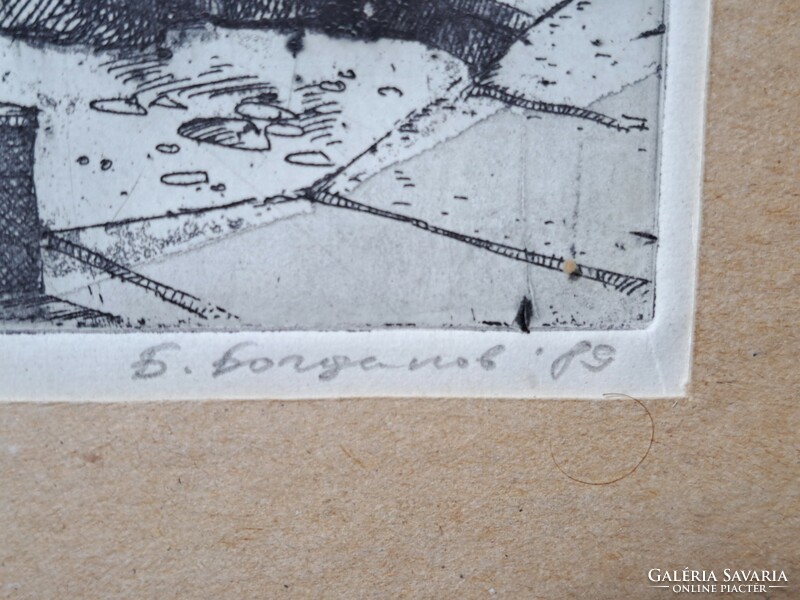 B. Bogdanov jelzéssel rézkarc utcakép (kerettel 37x27 cm)