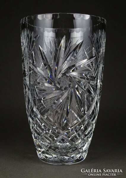 1L634 Hibátlan csiszolt ólomkristály váza virágváza 20 cm