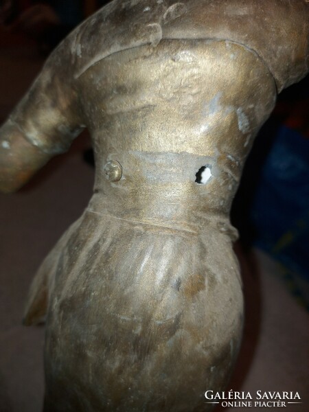 Antique, 44 cm high pewter or spaiater female statue