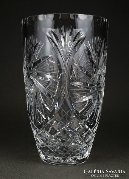1L634 Hibátlan csiszolt ólomkristály váza virágváza 20 cm