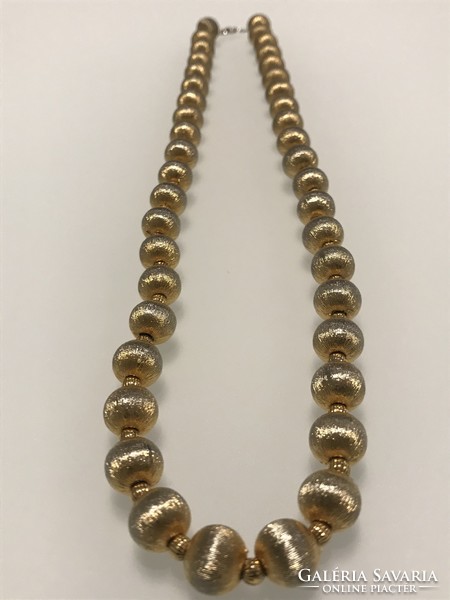 Necklace made of beads woven with vintage gold thread, 52 cm