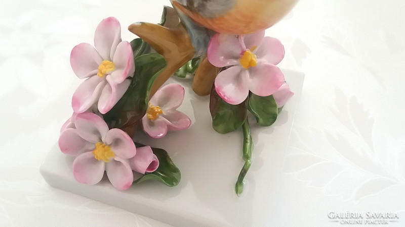 Régi Herendi porcelán madár virág