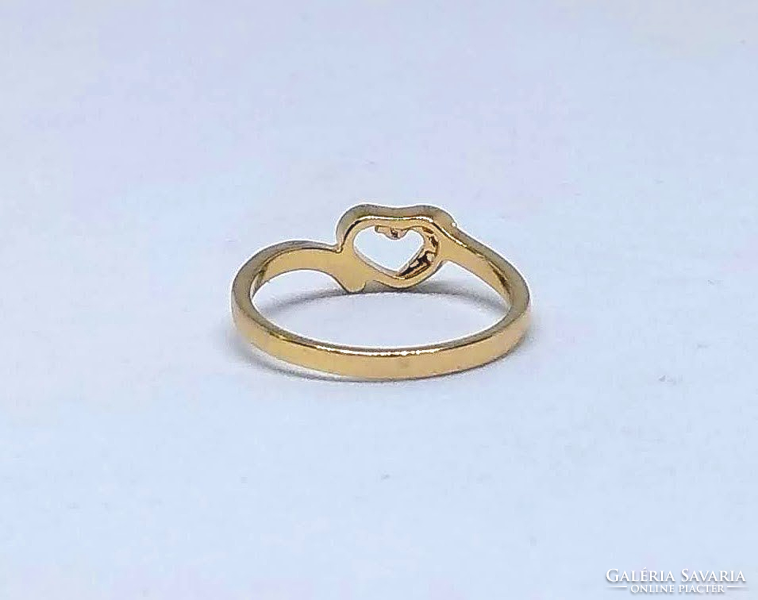 Filled gold (gf) heart ring with white cz crystals