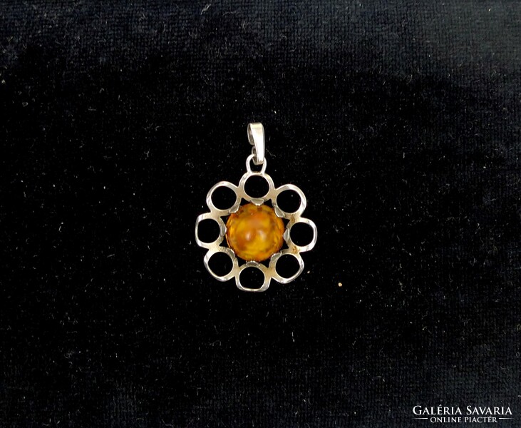 Fischland silver amber pendant