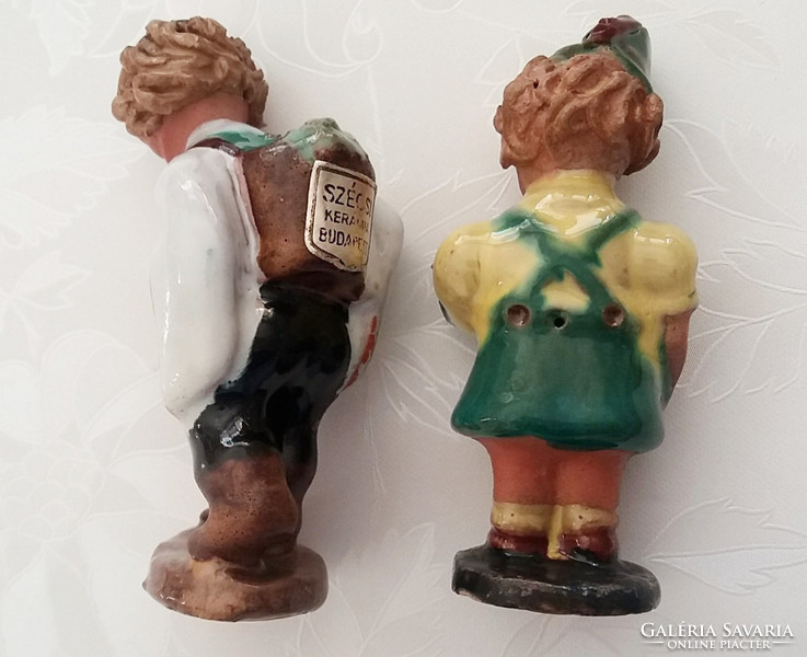 Old vintage 2 Szécs ceramic Budapest boy and girl figurines