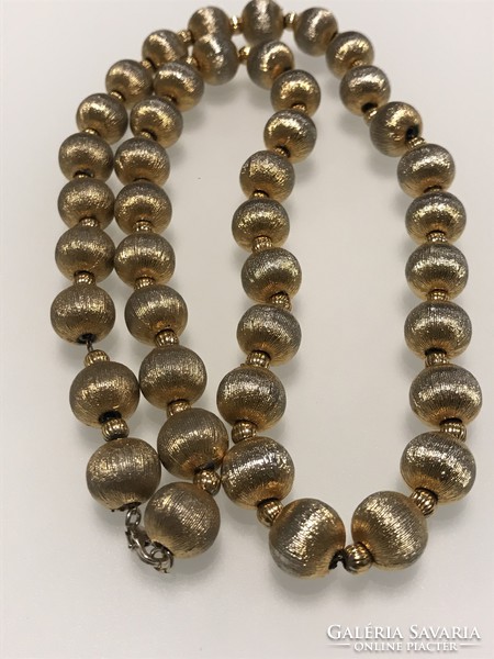 Necklace made of beads woven with vintage gold thread, 52 cm