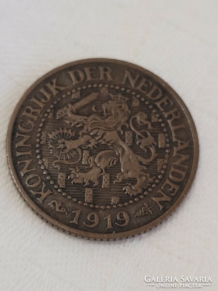 Hollandia, 2 1/2 cent, bronz érme, 1919