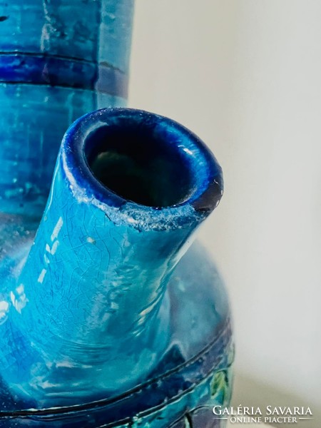 Mid-century modern Bitossi váza (kancsó, rimini blue)