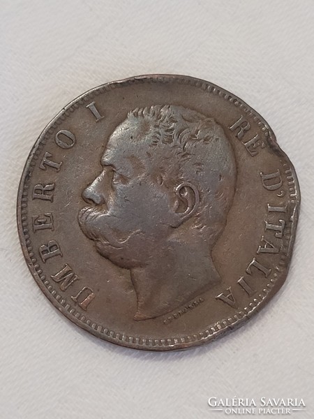 Olaszország 1893. 10 centesimi, "R" verdejellel