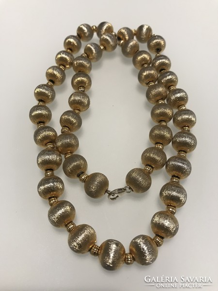 Necklace made of beads woven with vintage gold thread, 52 cm